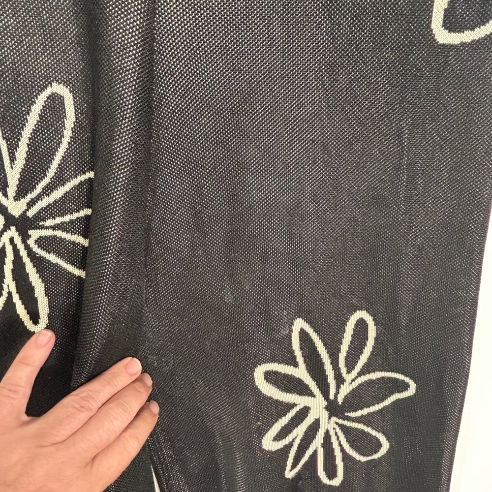 Paloma Wool Black Floral Knit Pants High Rise Straight Leg Daisy Trousers L - Picture 7 of 9